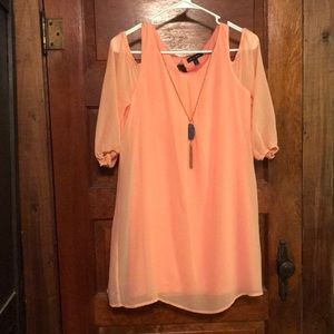 Cold shoulder coral dress